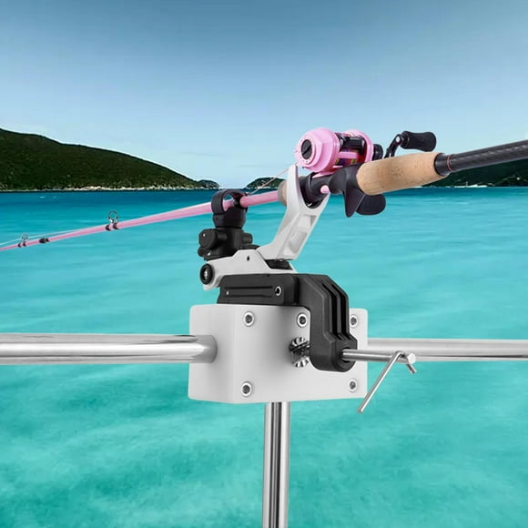 DYNWAVECA Support de Canne à Pêche pour Barre en T et Barre Horizontale Blanc PP pour Bateau Support de Canne à Pêche Montage pour Yacht 32mm