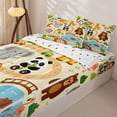 thumbnail image 3 of Manfei Kawaii Giraffe Zipper Twin Comforter Sets with Fitted Sheet and 2 Pillowcases,Jungle Theme Print Zipper Bedding Set,Beige,Polkadot Reversible,4pcs, 3 of 8