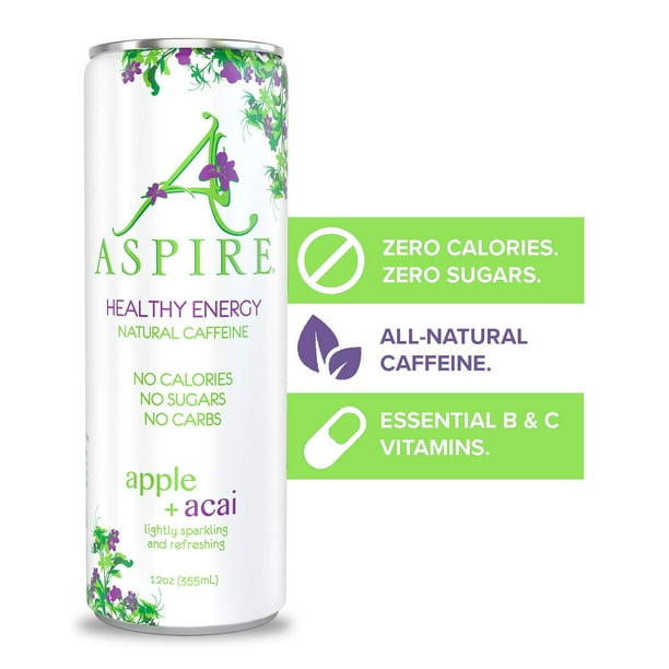 ASPIRE Healthy Energy Drink Apple Acai, 12 Pack Zero Sugar