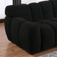 thumbnail image 4 of 64.96" Loveseat Sofa, Boucle Upholstered Sofa Couch with 2 Throw Pillow, Marshmallow Armrests & Backrest, 2-Seater Sofa for Bedroom, Apartment, Home Office, Black, 4 of 9