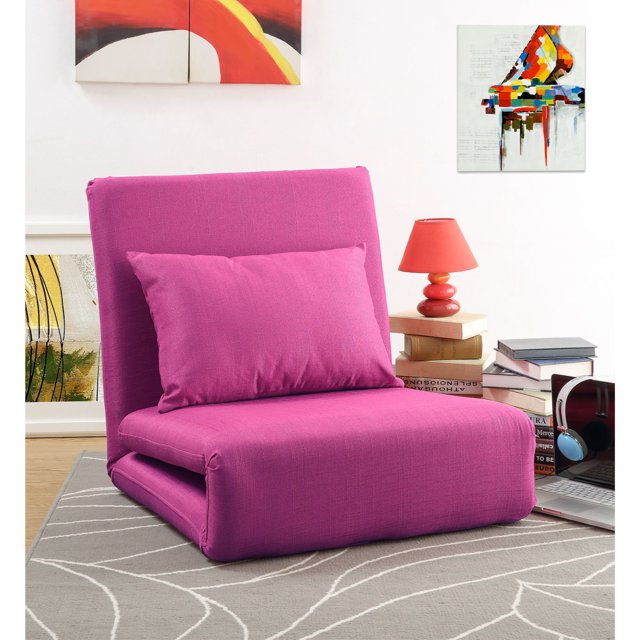 Loungie Relaxie Lin Chaise de Sol Convertible Réglable à 5 Positions, Rose