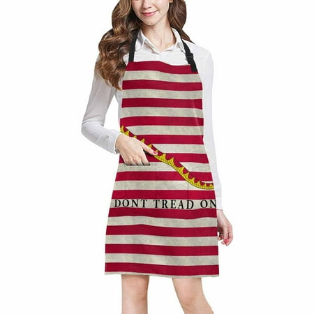 

ASHLEIGH Striped Gadsden Flag Rattlesnake Don t Tread on Me Adjustable Bib Apron with Pockets Commercial Restaurant and Home Kitchen Adjustable Apron