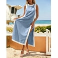 thumbnail image 2 of Wrongduck Women's 2 Piece Sets Boho Color Block Sleeveless Maxi Dress Matching Shorts with Pockets, 2 of 14