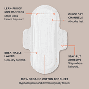 Cora Organic Ultra Thin Regular Period Pads, 32 Count
