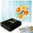 thumbnail image 2 of Ambesonne Teal Jigsaw Puzzle Durable Cardboard, Chamomile and Honey Tea Print, 1000 pcs, Dark Orange Soft Blue, 2 of 5