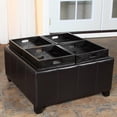 thumbnail image 3 of Teri Bonded Leather Espresso Tray Top Storage Ottoman, 3 of 5