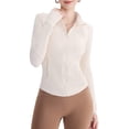 thumbnail image 2 of Womens Workout Jackets, Full Zip Slim Fit Athletic Running Sports Track Jacket with Creamy White M, 2 of 9