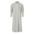 thumbnail image 1 of Mens Arabia Casual Long Sleeve Pocket Loose Robe Shirt Muslim Robe Men Shirts Grey M, 1 of 6