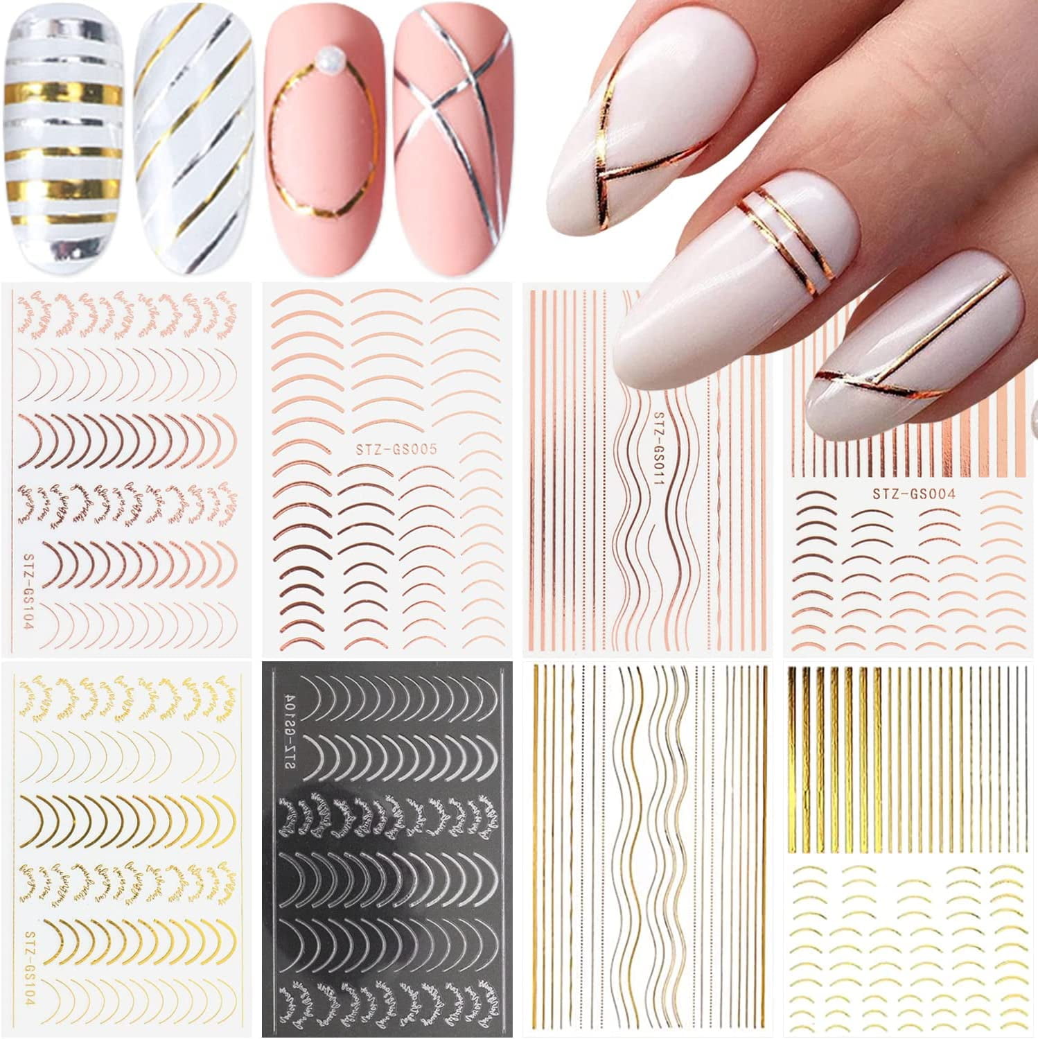 MARBLE ROSE GOLD - SEMI-CURED GEL NAIL STICKERS 20 STRIPS – POPALETTE