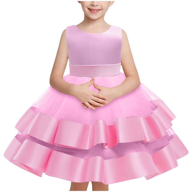 MeetoTime Robe Fille Sans Manches Col Rond Patchwork en Maille Robe Princesse 1-6 Ans Vêtements Bébé