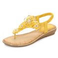 thumbnail image 5 of Ruyang Women's Flat Sandals, Comfortable Boho Beaded Dressy Summer Flat Casual Ankle Strap Elastic Slip on Beach Sandal, 5 of 5