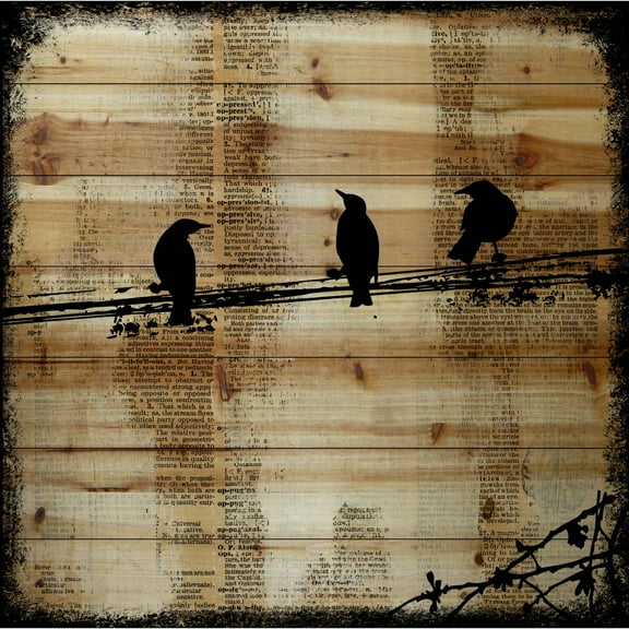 "Winged Gossip" Painting Print on Natural Pine Wood