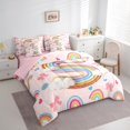 thumbnail image 3 of Manfei Monogrammed S Theme 7pcs Bedding Comforter Set,3D Cartoon Clouds Queen Bedding Sets,Colorful Bow Rainbow Queen Sheet Sets For Girl Teens,Ultra Soft Bedroom Decor Reversible, 3 of 8