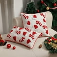 thumbnail image 6 of Twfbrm Christmas Hats & Candy Pillow Covers 18x18 Inch Soft Plush Fuzzy Christmas Decorations Luxury Jacquard Throw Pillows Pillowcases for Couch Sofa Holiday Festivals Winter on Clearance, Red White, 6 of 6