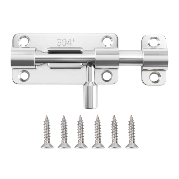 4 Inch Stainless Steel Door Security Slide Latch with Solid Bolt and DIY Installation