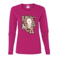 thumbnail image 2 of Wild Bobby Western Ma Steer Pink And Grey Distressed Pop Culture Women Graphic Long Sleeve Tee, Fuschia, Small, 2 of 6