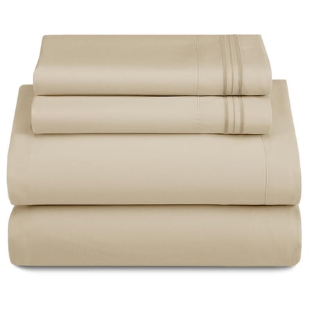 Lux Decor 4 Pc Solid Bed Sheets - Brushed Microfiber 16 Inches Deep Pocket Sheets & Embroidered Pillowcases Without Filler - Fade Resistant