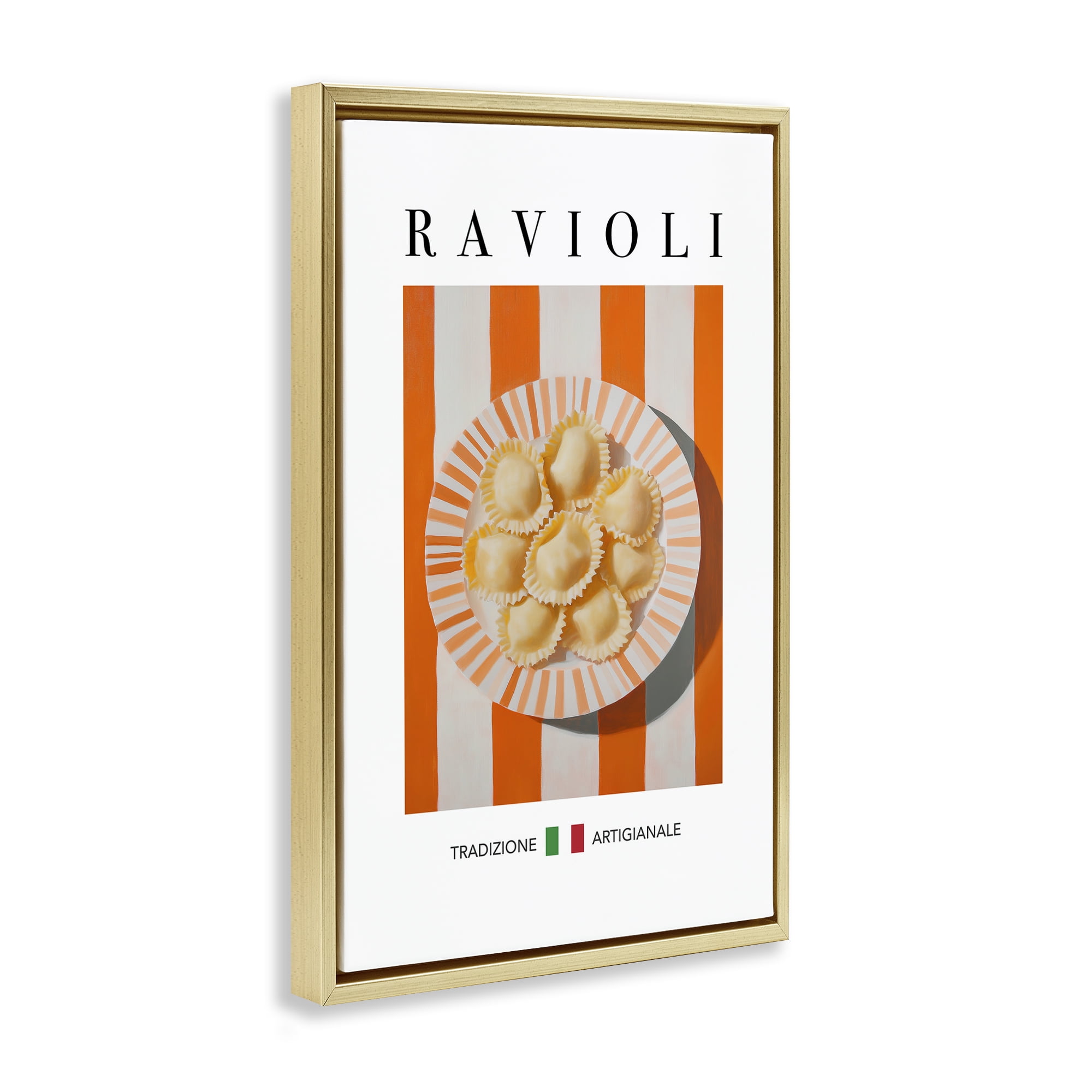Stupell Industries Traditional Ravioli Pasta Food & Beverage Painting Gold Floater Framed Canvas Art Print Wall Art, 17 x 25