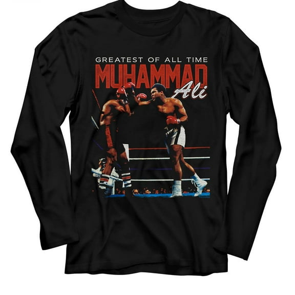 Muhammad Ali Fight Ring Black Adult Long Sleeve T-Shirt