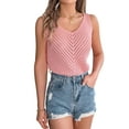 thumbnail image 3 of Womens V Neck Tank Tops 2025 Sleeveless Knit Shirts Summer Casual Sweater Vest Pink M, 3 of 9