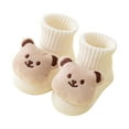 thumbnail image 2 of Avrnliq Cotton Kids Socks for Girls (0-3 Years) - High-Top with 3D Plush Bear Design, Stay-Put Ribbed Cuff, Breathable & Non-Slip, White,Size S, 2 of 7