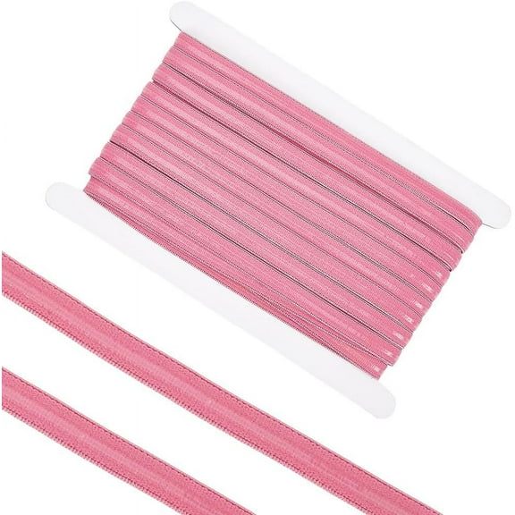 20 Yards Pink Elastic Bands 10MM Wide Non-Slip Flat Stretch Cord Silicone Elastic Fibre Stretch Gripper Tape