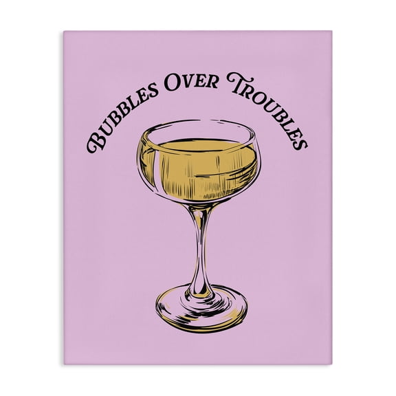 Stupell Industries Bubbles Over Troubles Food & Beverage Painting Wrapped Canvas Art Print Wall Art, 16 x 20