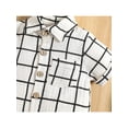 thumbnail image 6 of Baby Toddler Boy 2 Pcs Outfit Suit 6M 12M 18M 24M 3Y Contrast Color Plaid Lapel Short Sleeve Buttons Shirt Tops with Shorts, 6 of 10