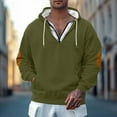 thumbnail image 2 of Dagegui Hooded Sweatshirt for Men 1/4 Zip Up V-Neck Hoodie Stylish Elbow Patch Pullover Fleece Long Sleeve Tops with Pocket Army Green XXXL, 2 of 7