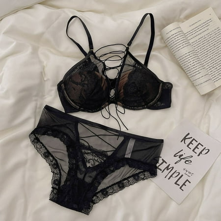 HHH Ballet Style Strap Push up Lace Sexy Lingerie Sexy Hot Girl French Style Big Chest Small Hollow out Bra Set