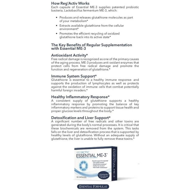 Essential Formulas Reg Activ Essential ME-3 30 Capsule - Walmart Business  Supplies