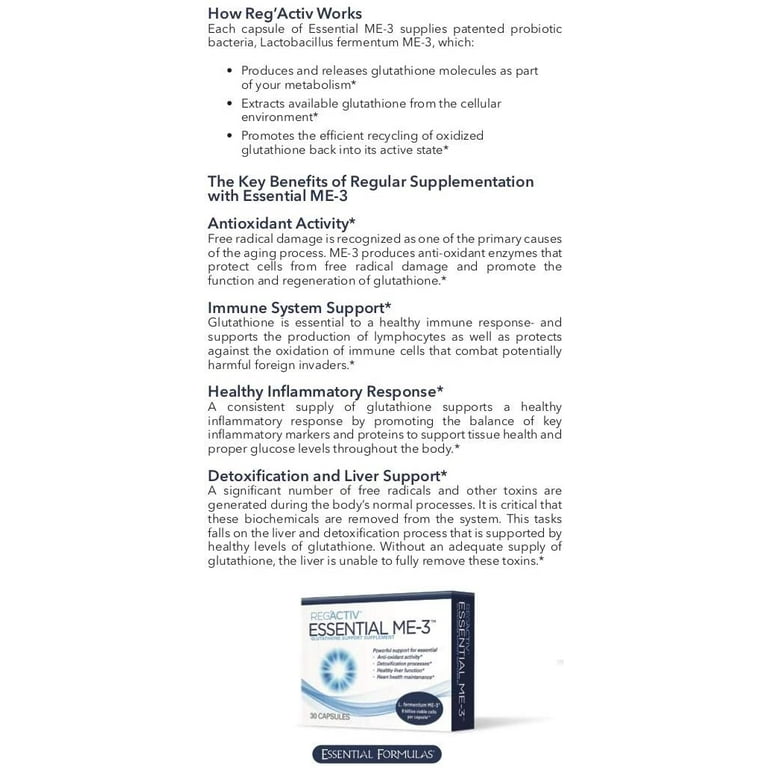 Reg'Activ Essential ME-3, 30 Probiotic Supplement Capsules for Gut Support  - Walmart.com