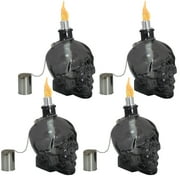 Sunnydaze Grinning Skull Black Outdoor Tabletop Torch Set (4 Count)