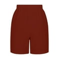 thumbnail image 6 of YUGYXL Women's Cotton Linen Pants Drawstring Stretch Waist Comfy Short Pants with Pockets Dressy Shorts Brown XXL, 6 of 7