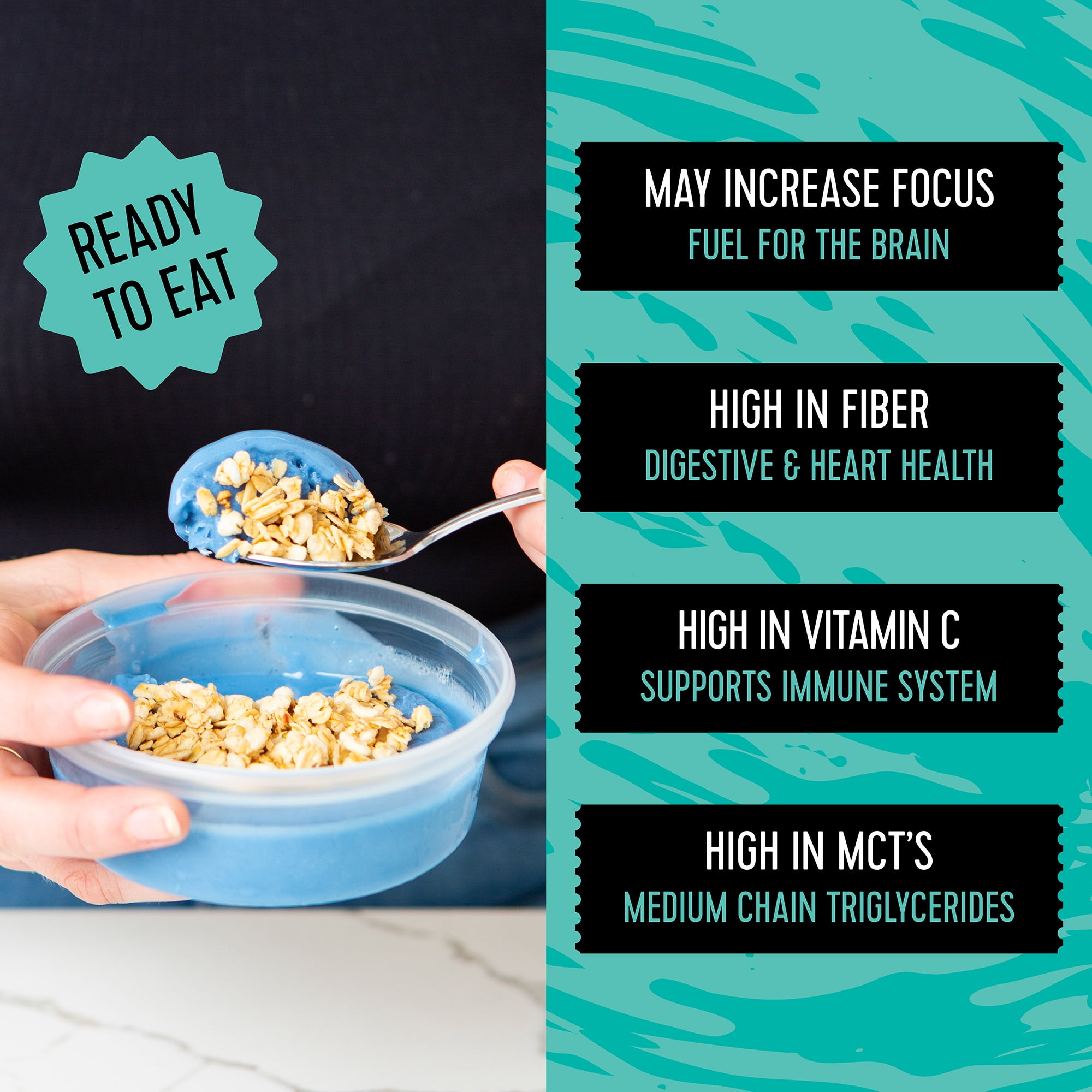 Pitaya Foods Focus Ready-to-Eat Frozen Smoothie Bowl, Coconut, Pineapple, & Blue Spirulina, Organic, 6 oz.