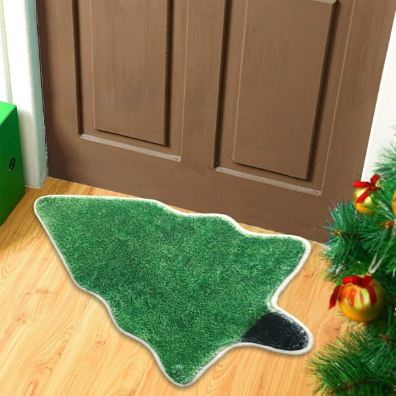 Honeeladyy Christmas Tree Shaped Bath Rug – Ultra-Absorbent Non-Slip Holiday Floor Mat with PVC Backing for Bathrooms, Entryways, Kitchens, 15.7x23.6 Inches