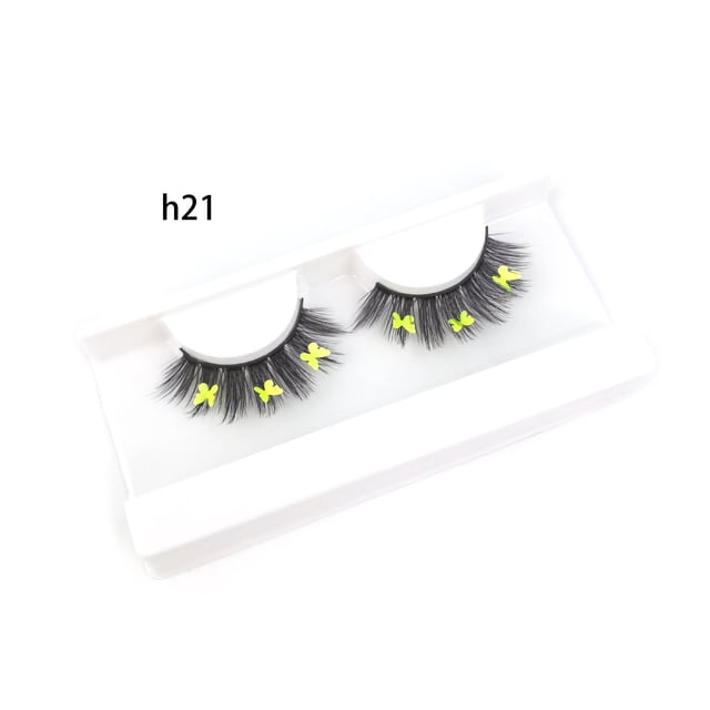 Xiao Hua pares de pestañas postizas con purpurina y lentejuelas de colores, de visón esponjoso, ideales para cosplay, fiestas de Año Nuevo, maquillaje de escenario (h21)