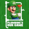 thumbnail image 2 of Men's The Super Mario Bros. Movie Luigi Plumbing's Our Game Graphic Tee Kelly Green Small, 2 of 5
