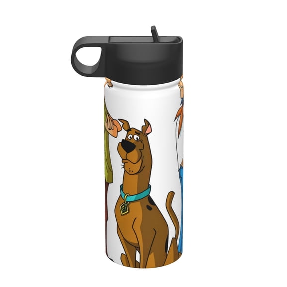 Saiise Scooby-Doo Print Insulated Water Bottle with Straw,Sports & Travel Water Bottle 18oz Double Walled Stainless Steel,Reusable Thermal Water Bottle