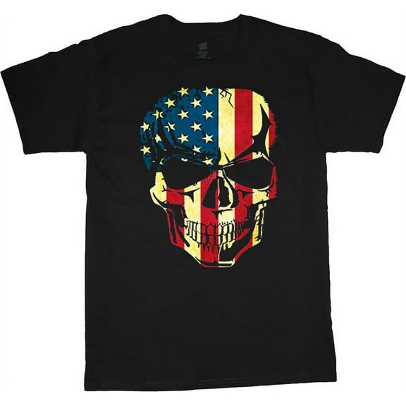 American flag skull T-shirt Men's Tee Black