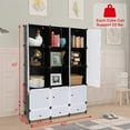 thumbnail image 6 of Cube Storage Organizer - Portable Cubes Storage Stackable Storage Shelves with Doors, Modular Closet Storage with Hanging Rod for Clothes Storage Shelves(12 Cubes), 6 of 7