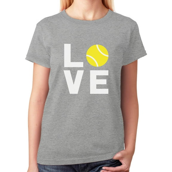 TeeStars - Love Tennis - Gift Idea for Tennis Fans Cool Women T-Shirt XX-Large Gray