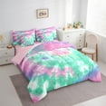 thumbnail image 3 of Manfei Tie Dye 7-Piece Bedding Comforter Set,Modern Aesthetic Art King Bedding Sets,Pink Green White Bed Sheets For Girls,Luxury Bedroom Decor Reversible, 3 of 8