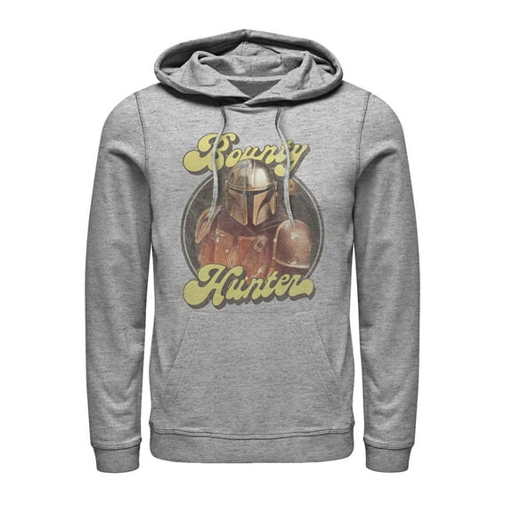 Men's Star Wars: The Mandalorian Retro Bounty Hunter Pull Over Hoodie Athletic Heather X Large