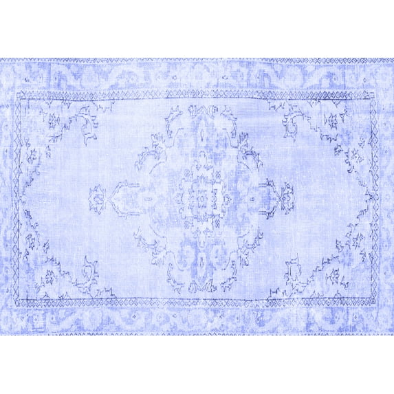Ahgly Company Machine Washable Indoor Rectangle Persian Blue Traditional Area Rugs, 7' x 10'