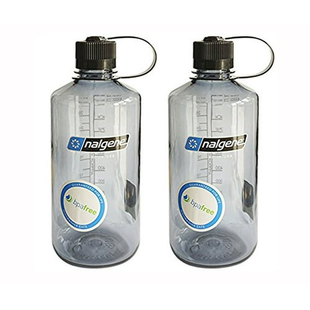NALGENE Tritan 1Quart Narrow Mouth BPAFree Water Bottle (Grey, 2