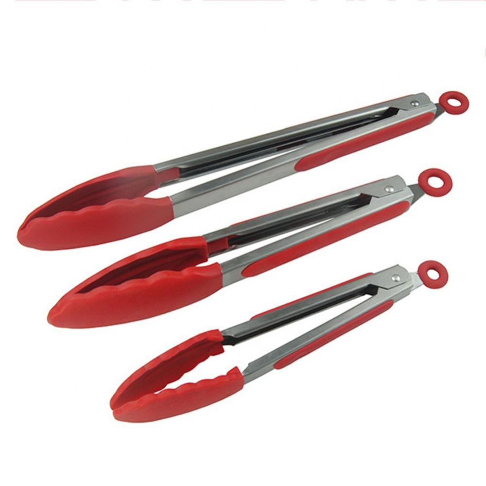 3PCS 7,9,12Inch Bread Salad BBQ Grill Tongs for Kitchen Cooking Serving Clip 