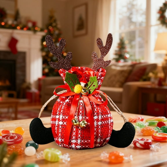 HOARBOEG Christmas Eve Fruit Gift Bag, Reusable Drawstring Felt Packaging Pouch for Holiday Presents, Festive Decorative Storage Sack for Christmas Gifts, Ornaments & Small Items