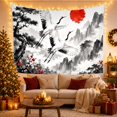 thumbnail image 3 of Cherry Blossoms and Cranes in Misty Mountain Landscape, Serene Japanese Inspired Art for Nature Lovers, Asian Wall Art Housewarming Gift Tapestry Wall Hanging for Bedroom, Living Room and Dorm, 3 of 7