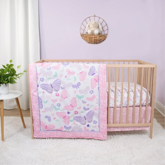 The Peanutshell Crib Bedding, Boho Rainbow Baby Crib Bedding Set and Mobile, 4-Piece Set